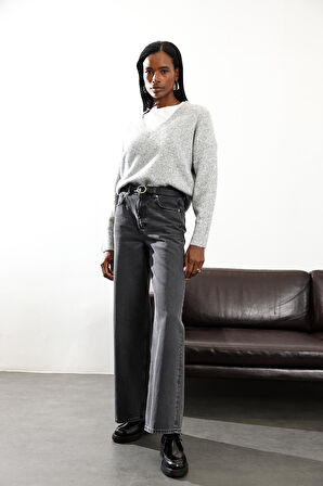 Füme Yüksek Bel Wide Leg Jean 