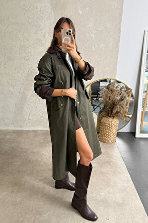 Haki Yağlı Midi Boy Mont 