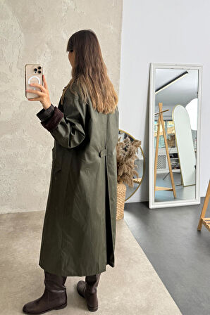 Haki Yağlı Midi Boy Mont 