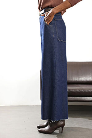 Koyu Lacivert Beli Lastikli Jean 