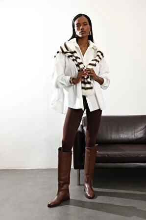 Beyaz Oversize Poplin Gömlek 4008