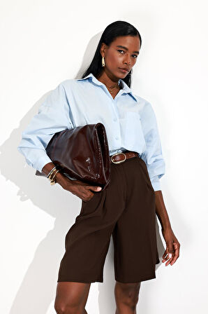Mavi Oversize Poplin Gömlek 4008