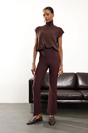 Bordo Çimalı Kumaş Pantolon 