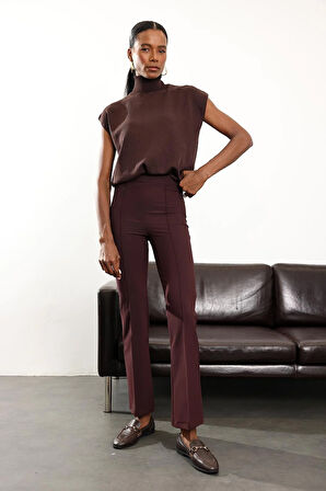 Bordo Çimalı Kumaş Pantolon 