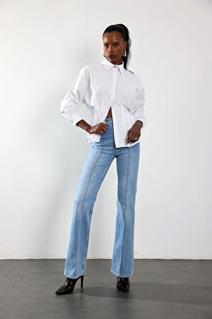 Beyaz Pileli Poplin Gömlek 3197