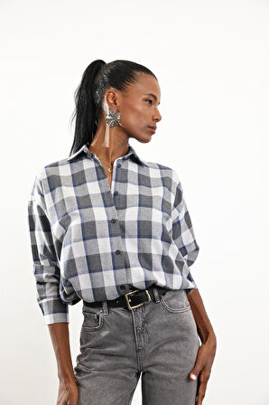 Gri Ekose Desenli Gömlek 6648