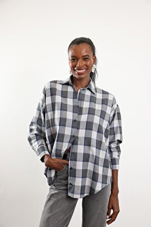 Gri Ekose Desenli Gömlek 6648