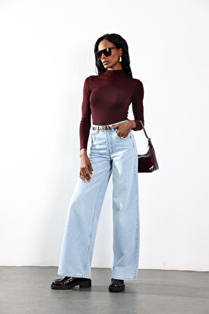 Bordo Dik Yaka Bluz 17161