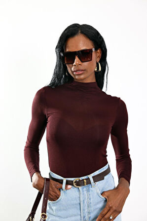 Bordo Dik Yaka Bluz 17161