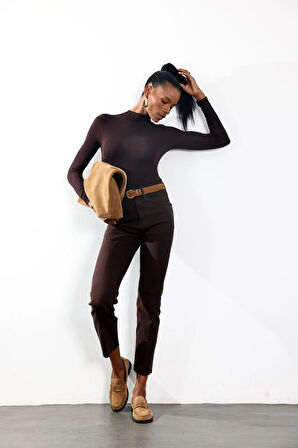 Acı Kahve Yüksek Bel Boyfit Jean 