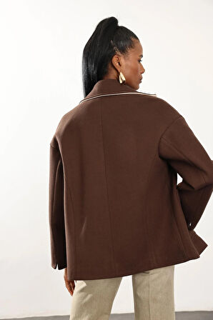 Kahverengi Oversize Kaşe Palto 