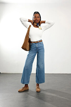 Açık Mavi Yüksek Bel Lyocell Relaxed Jean 