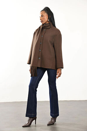 Kahverengi Atkılı Kaşe Mont D99800