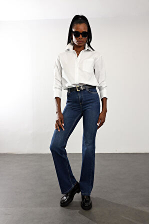 Beyaz Maskülen Pamuk Gömlek 4112