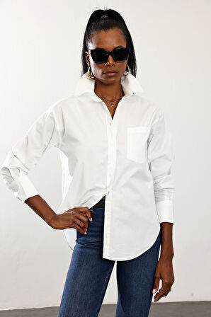 Beyaz Maskülen Pamuk Gömlek 4112