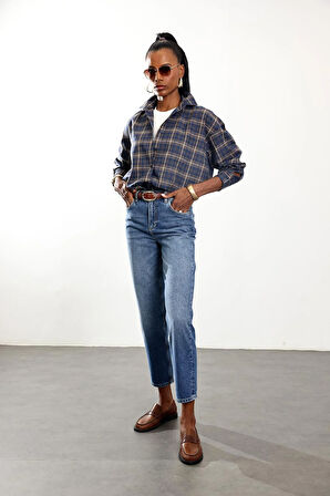 Lacivert Ekoseli Oduncu Gömlek 