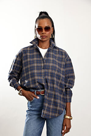 Lacivert Ekoseli Oduncu Gömlek 