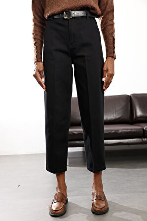 Siyah Yüksek Bel Baggy Jean RM3004