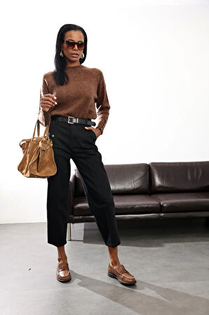 Siyah Yüksek Bel Baggy Jean RM3004