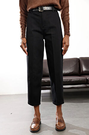 Siyah Yüksek Bel Baggy Jean RM3004