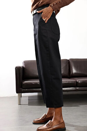 Siyah Yüksek Bel Baggy Jean RM3004