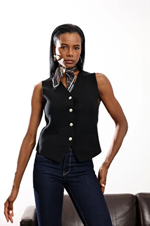 Siyah Tok Duruşlu Triko Yelek 151213