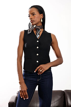 Siyah Tok Duruşlu Triko Yelek 151213