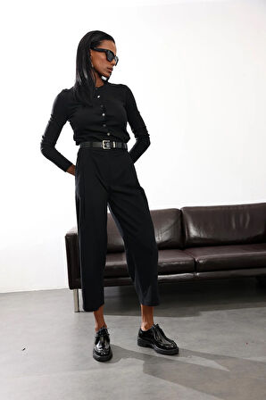 Siyah Barrel Kumaş Pantolon 1598