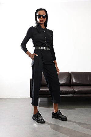 Siyah Barrel Kumaş Pantolon 1598