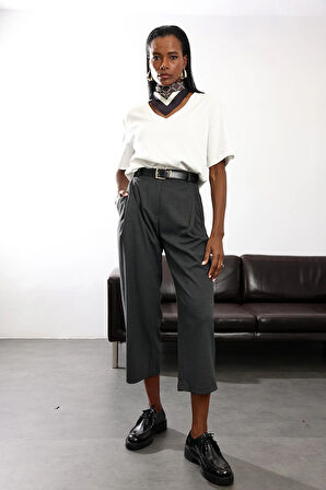 Antrasit Barrel Kumaş Pantolon 1598