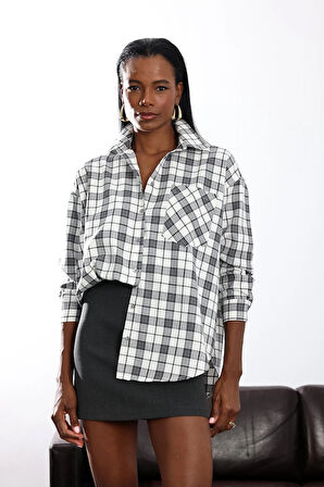 Gri Ekose Desenli Gömlek 