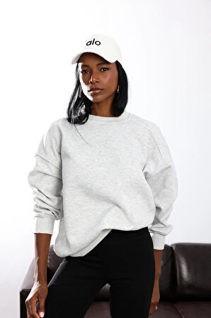 Gri Parçalı Basic Sweatshirt 3408