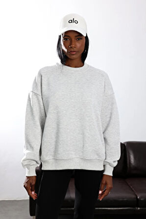Gri Parçalı Basic Sweatshirt 3408