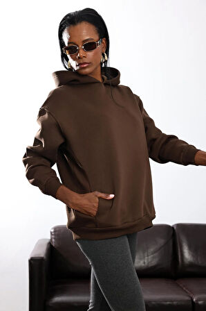 Kahverengi Kapüşonlu Sweatshirt 4447