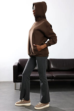 Kahverengi Kapüşonlu Sweatshirt 4447