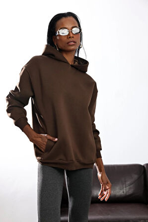 Kahverengi Kapüşonlu Sweatshirt 4447