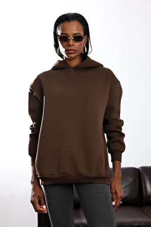 Kahverengi Kapüşonlu Sweatshirt 4447