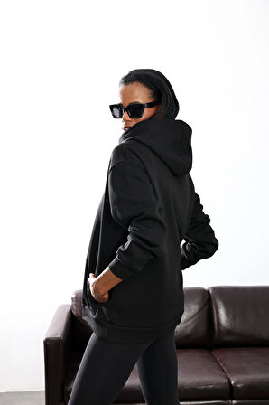 Siyah Kapüşonlu Sweatshirt 4447