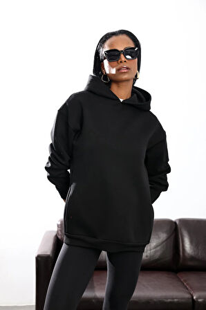 Siyah Kapüşonlu Sweatshirt 4447