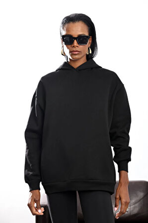 Siyah Kapüşonlu Sweatshirt 4447