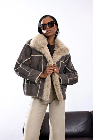 Vizon İçi Kürklü Nubuk Mont D99867