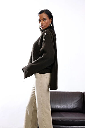 Acı Kahve Atkı Yaka Kazak 0670