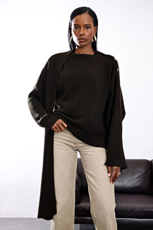 Acı Kahve Atkı Yaka Kazak 0670