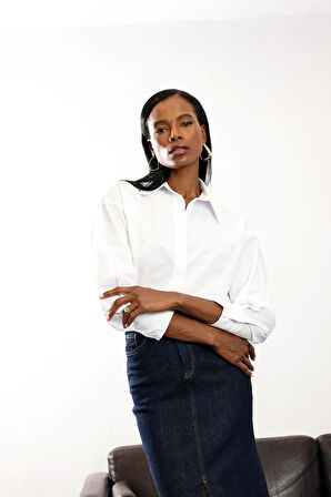 Beyaz Regular Kesim Gömlek 4094