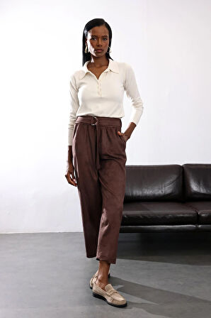 Kahverengi Süet Havuç Pantolon 17174