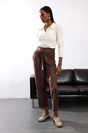 Kahverengi Süet Havuç Pantolon 17174