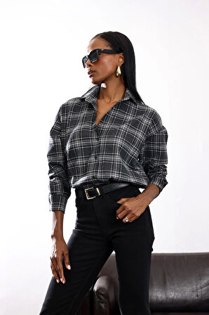 Antrasit Ekose Desenli Gömlek 