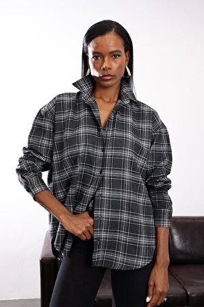 Antrasit Ekose Desenli Gömlek 