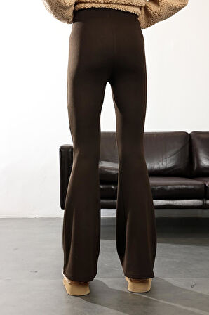 Kahverengi İspanyol Paça Tayt Pantolon 2511