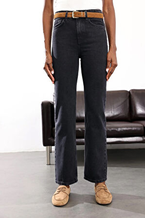 Füme Düz Kesim Orta Bel Jean 2750